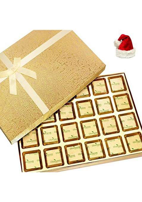 Ghasitaram Gifts Christmas Chocolates - Golden 24 Pcs Assorted Chocolate Box