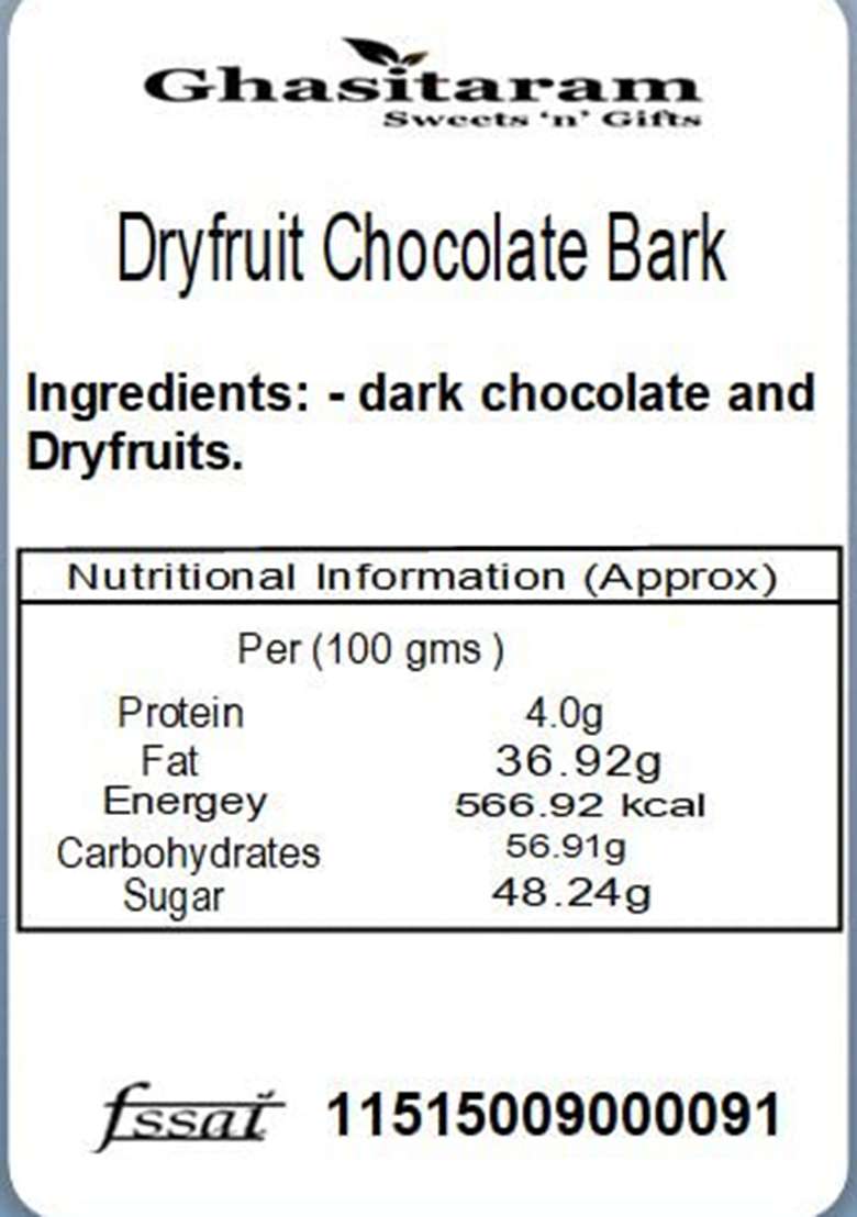 Ghasitaram Gifts Christmas Chocolates Box Of Dryfruit Chocolate Bark 200 Gms And Almonds Pouch - Indya