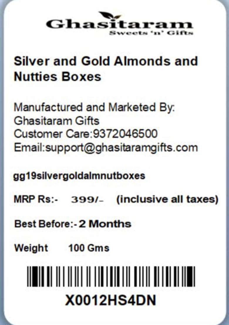 Ghasitaram Gifts Christmas Chocolates Silver And Gold Almonds 50Gms Nutties Boxes - Indya