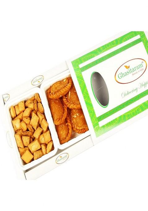 Ghasitaram Gifts Holi Sweets, Gifts, Hamper Gujiya And Shakarpara Hamper|Gift Hamper| Diwali Gift Hamper|Food Hampers|Gourmet Hampers|