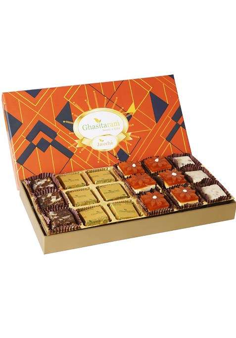 Jaiccha Ghasitaram Gifts Assorted Bites In Designer Box 18Pcs |Gift For Diwali Gifts,Bhaidooj Gifts|