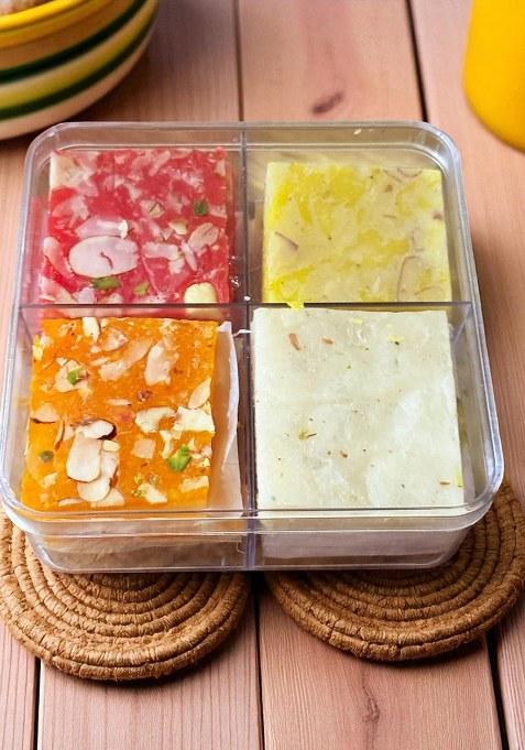 Jaiccha Ghasitaram Gifts Assorted Bombay Ice Halwa In Acrylic Box 250 Gms|Sweets Gift Pack|Diwali Sweets|Indian Mithai|Diwali Sweets Box|Sweets