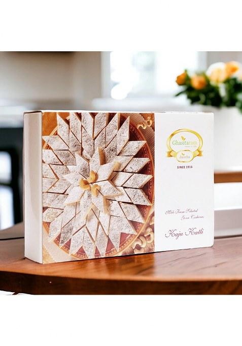 Jaiccha Ghasitaram Gifts Big Pink Hamper Box Of Kaju Katlis, Namkeen And Dryfruit- Phb-3|Gift Hamper|Diwali Gift Hamper|Food Hampers|Gourmet Hampers|