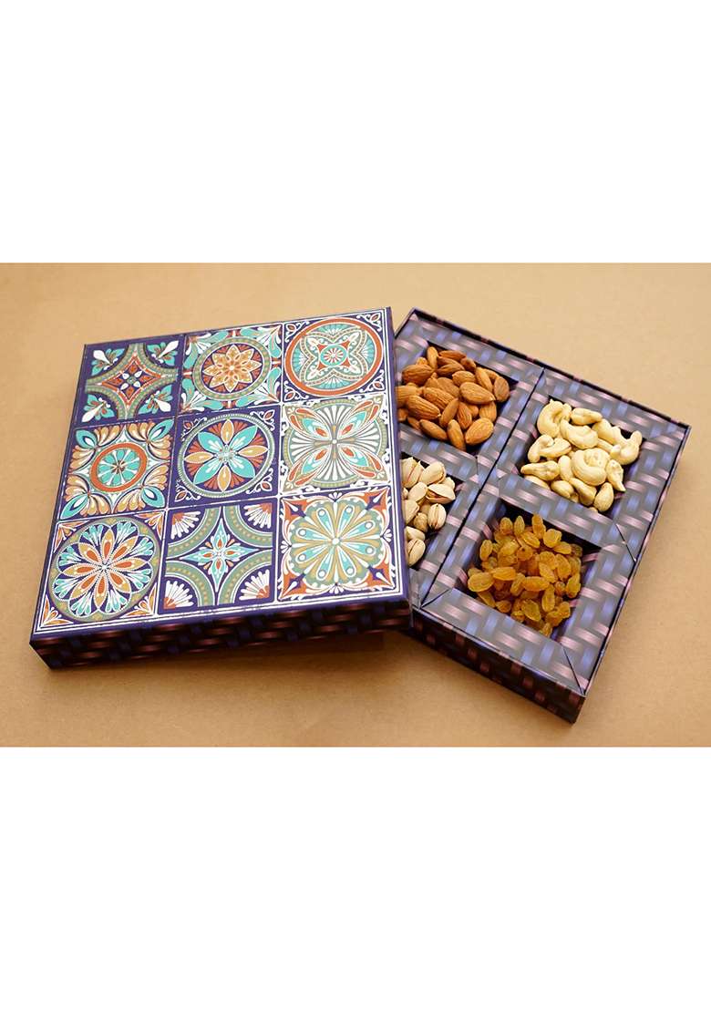 Jaiccha Ghasitaram Gifts Blue Drfruit Box 200 Gms|Dryfruit Gift Hamper|Diwali Dry Fruit|Food Hampers|Gourmet Hampers|Dry Fruit|Dryfruit|Dryfruit Hamper - Indya