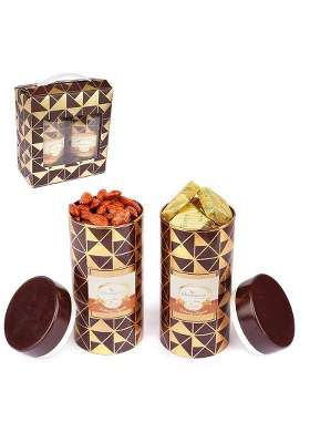 Jaiccha Ghasitaram Gifts Diwali - Dryfruits Hamper-Box 2 Tin Jars Of Flavoured Almonds And Mewa Bites|Dryfruit Gift Hamper|Dry Fruit Combo Pack Offer|Dry Pack|Dry Box|Diwali Dry Box|Mix Nut|