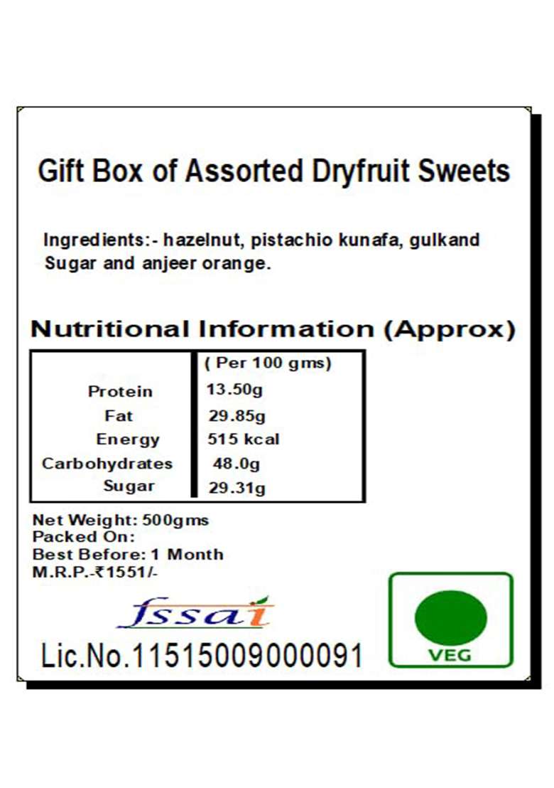 Jaiccha Ghasitaram Gifts Diwali Gift - Box Of Assorted Dryfruit Sweets|Sweets|Sweets Pack|Diwali Sweets|Indian Mithai|Diwali Sweets Box|Sweets - Indya