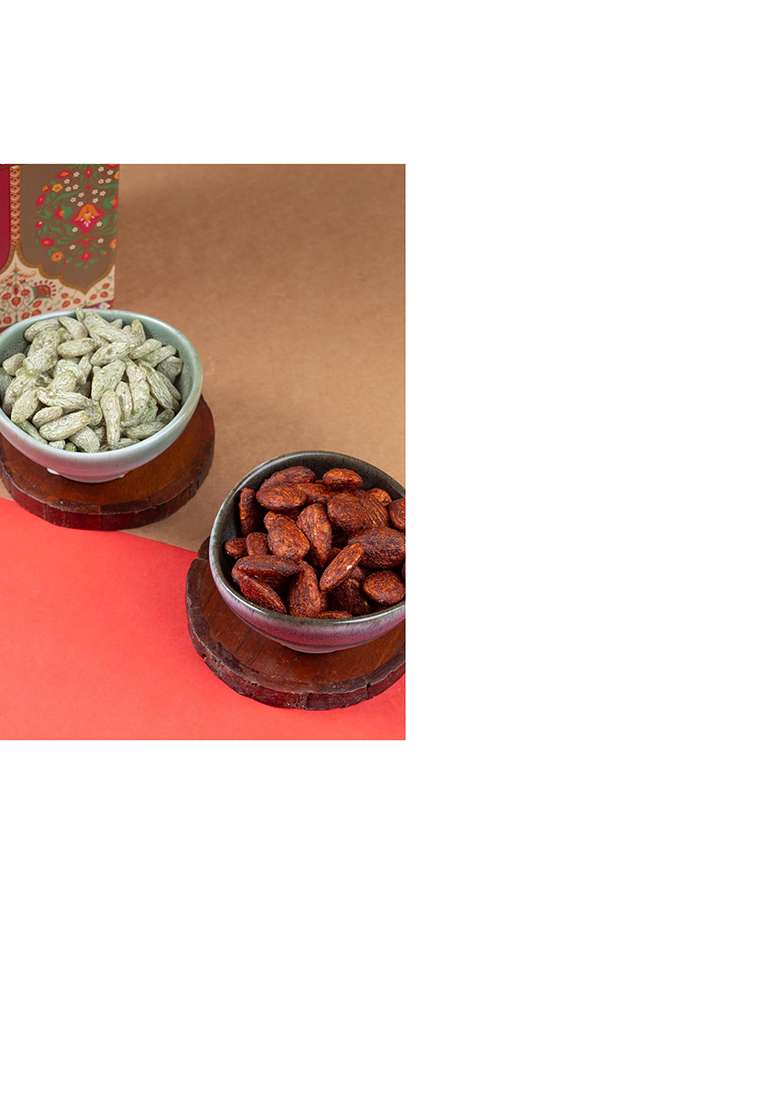Jaiccha Ghasitaram Gifts Diwali Gift - Pink Woven Basket With Dryfruit Jars|Diwali Hamper|Dry Fruit Combo Pack Offer|Dry Pack|Dry Box|Diwali Dry Box|Mix Nut| - Indya