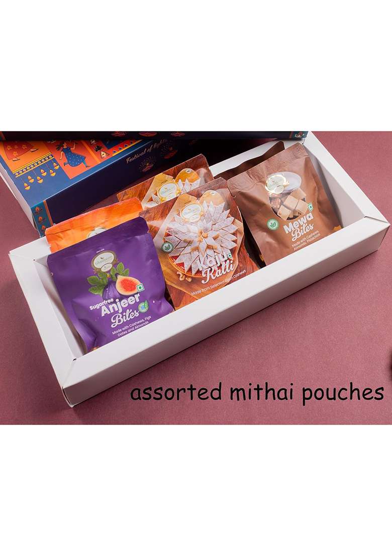 Jaiccha Ghasitaram Gifts Diwali Gift - Ring Basket With Candle, Toran And Mithai Pouches|Gift Hamper|Diwali Hamper|Food Hampers|Gourmet Hampers| - Indya