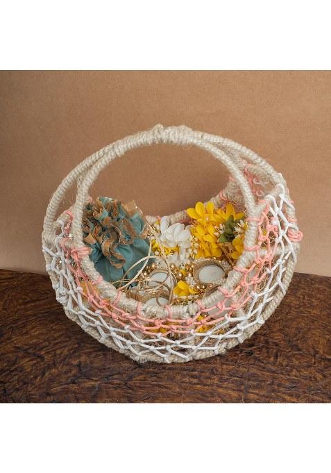 Jaiccha Ghasitaram Gifts Diwali Gift - Ring Basket With Candle, Toran And Mithai Pouches|Gift Hamper|Diwali Hamper|Food Hampers|Gourmet Hampers|