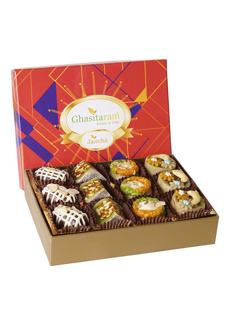 Jaiccha Ghasitaram Gifts Exotic Dryfruit Sweets In Premium Box 12Pcs|Sweets|Sweets Gift Pack|Diwali Sweets|Indian Mithai|Diwali Box|