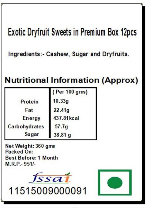 Jaiccha Ghasitaram Gifts Exotic Dryfruit Sweets In Premium Box 12Pcs|Sweets|Sweets Gift Pack|Diwali Sweets|Indian Mithai|Diwali Box|
