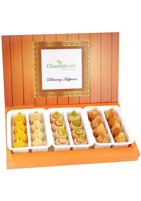 Jaiccha Ghasitaram Gifts Ganesha Chaturthi Assorted Box Of Mawa ,Kaju And Mysore Pak Modaks