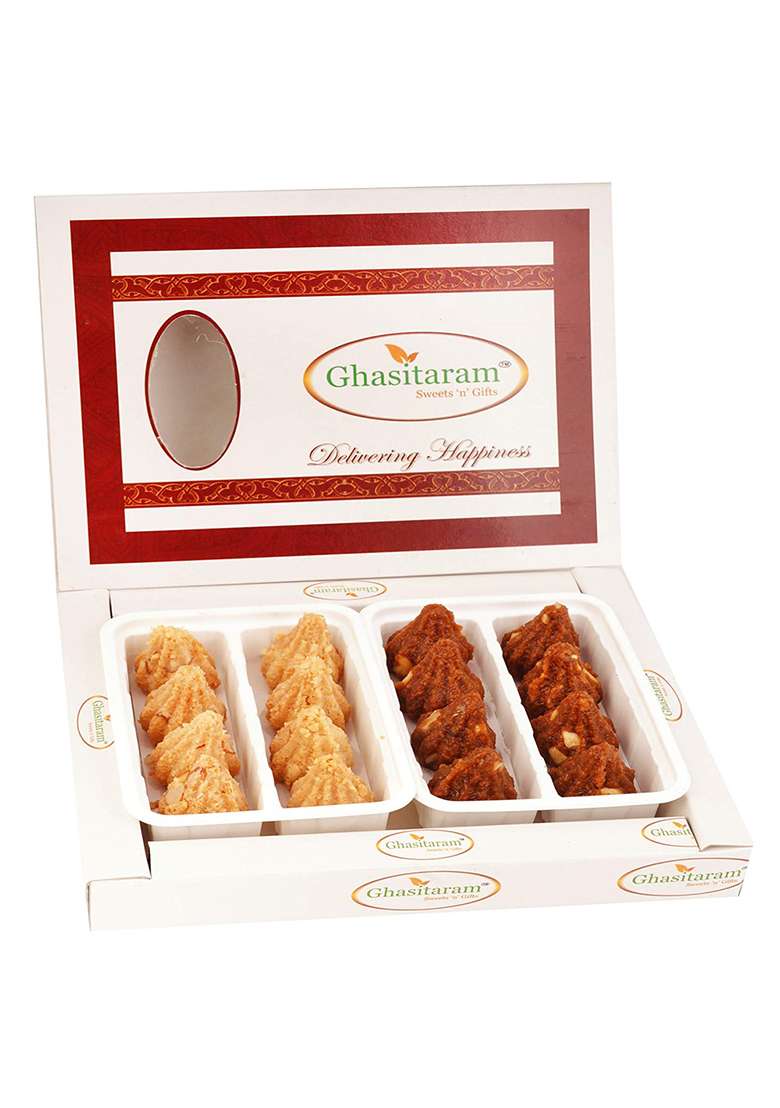 Jaiccha Ghasitaram Gifts Ganesha Chaturthi White Box Of Dodha Barfi And Milk Cake Modaks - Indya