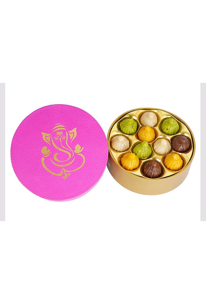 Jaiccha Ghasitaram Gifts Ganpati Box Of Pure Kaju Assorted Modaks - Indya