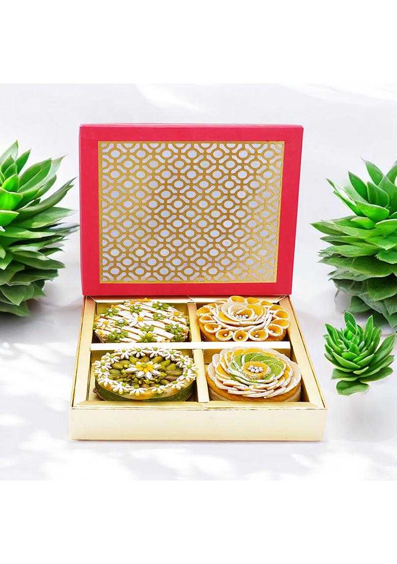 Jaiccha Ghasitaram Gifts Mini Mithai Cakes In Carving Box |Sweets|Sweets Gift Pack|Diwali Sweets|Indian Mithai|Diwali Sweets Box|Sweets