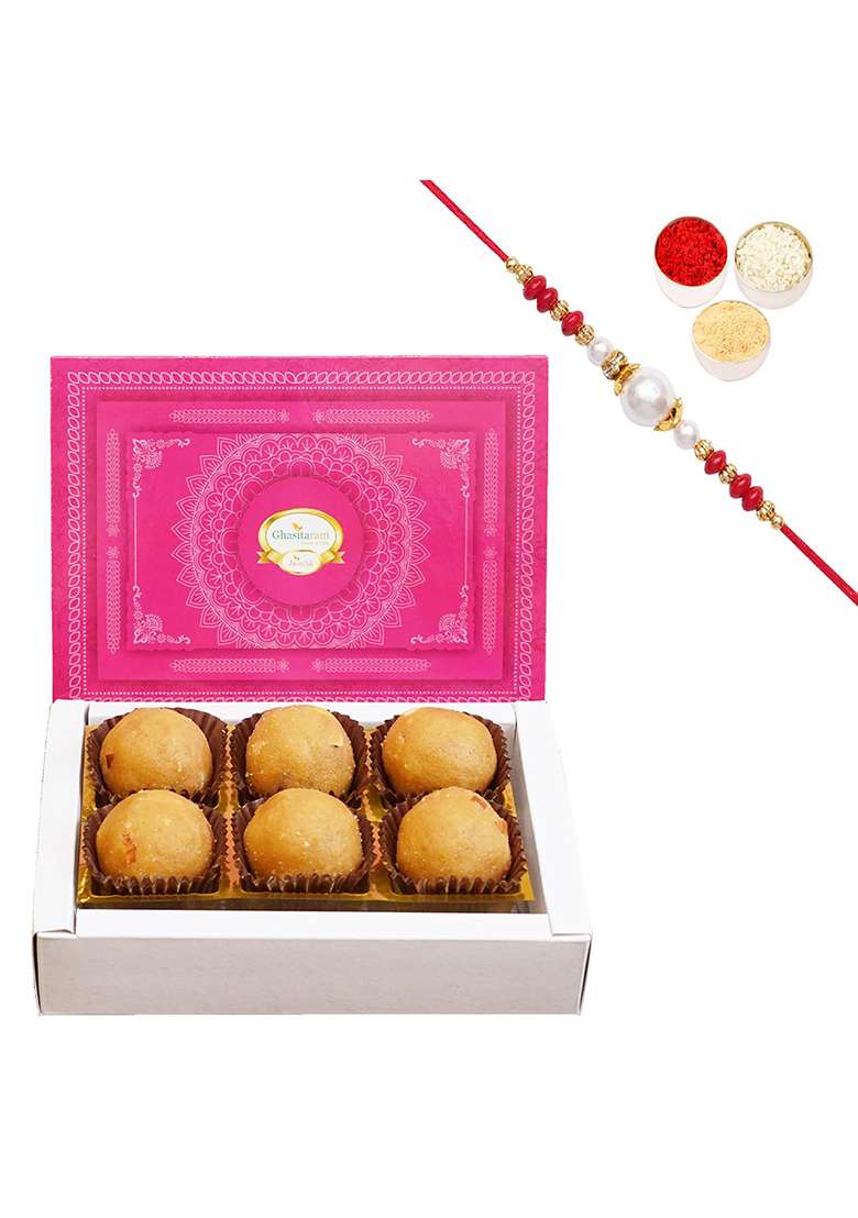 Jaiccha Ghasitaram Gifts Rakhi Gifts/Rakhi Sweets - Sugarfree Besan Laddoo 200 Gmswith - Indya