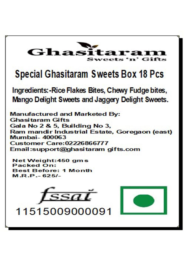 Ghasitaram Gifts Special Sweets Box 18 Pcs|Sweet Gift Pack|Diwali Mithai|Indian Mithai|Diwali Box|