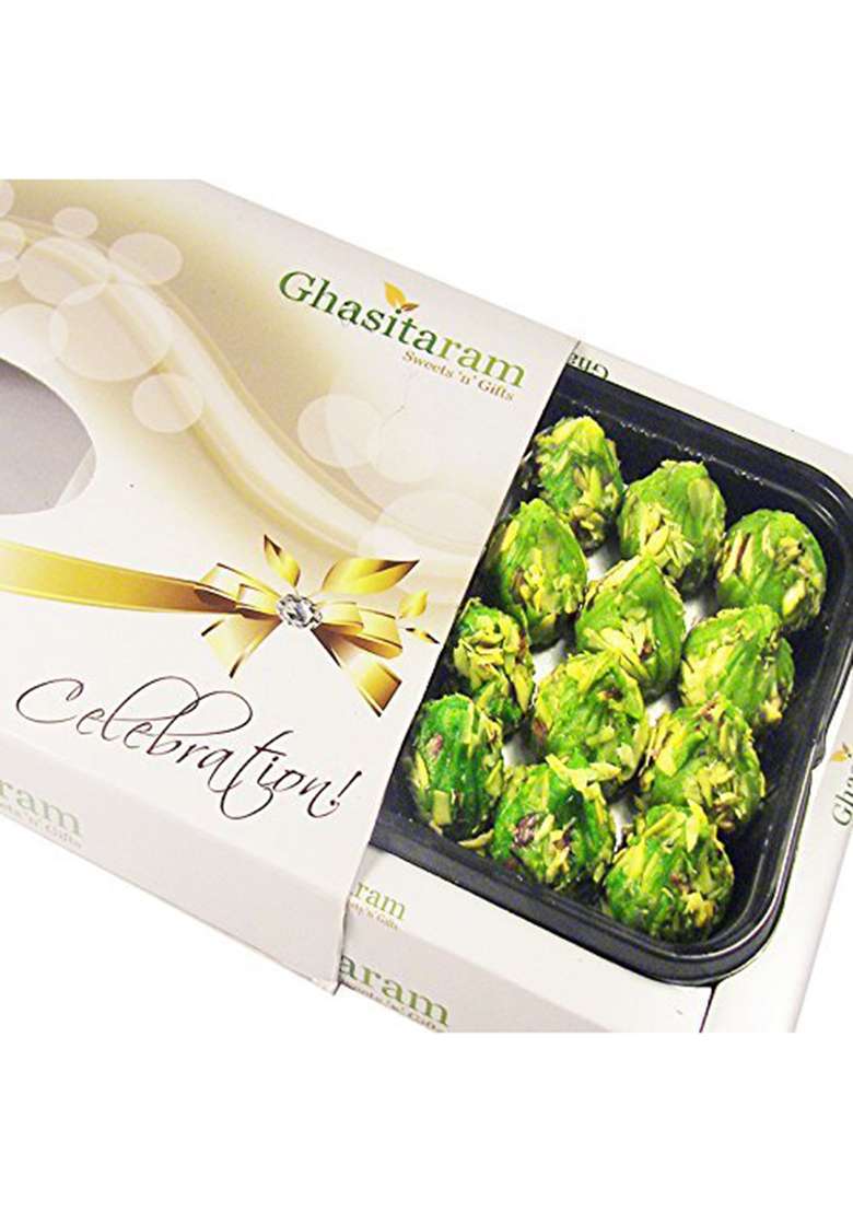 Ghasitaram Gifts Sweets Ganesha Chaturthi Sugarfree Pure Kaju Pista Modak 400 Gms - Indya