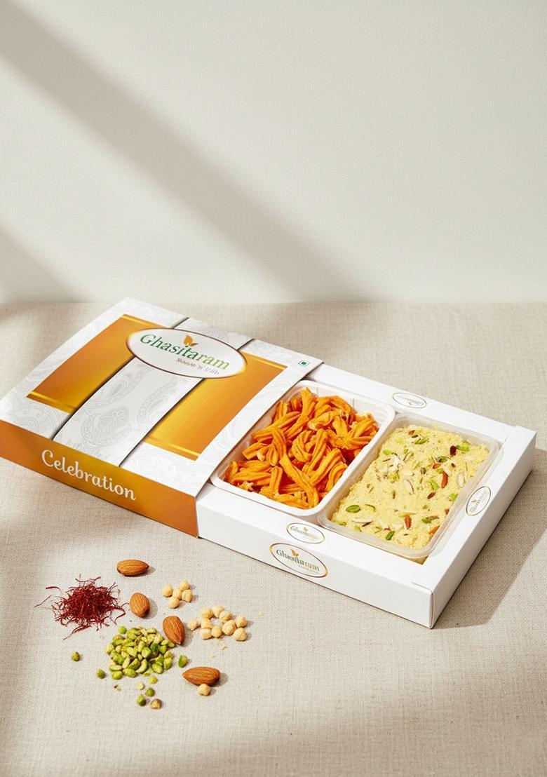 Ghasitaram Gifts Sweets Hamper Soan Papdi And Chakli |Gift For Diwali,Holi,Rakhi,Valentine,Christmas,Birthday,Anniversary,Gift Her,Him,Mothers Day,Fathers Day|