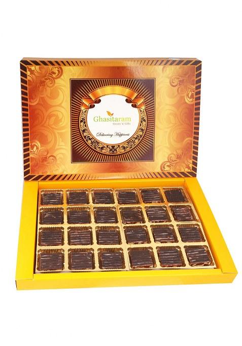Ghasitaram Gifts Valentines Gift For Girlfriend/Boyfriend/Husband And Wife - Valentine Sweets Cashew Chocolate Barfi 24 Pcs