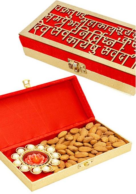 Jaiccha Ghasitaram Diwali Hampers - Wakrakund Box Of Almonds And T-Lite|Dryfruit Gift Hamper|Dry Fruit Combo Pack Offer|Dry Pack|Dry Box|Diwali Dry Box|Mix Nut|