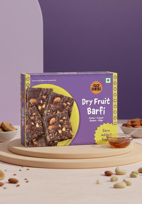 Go Desi - Dry Fruits Barfi | Dates Bar Anjeer Khajoor Nuts Indian Mithai Sweets Gift Pack No Added Sugar 200 Grams