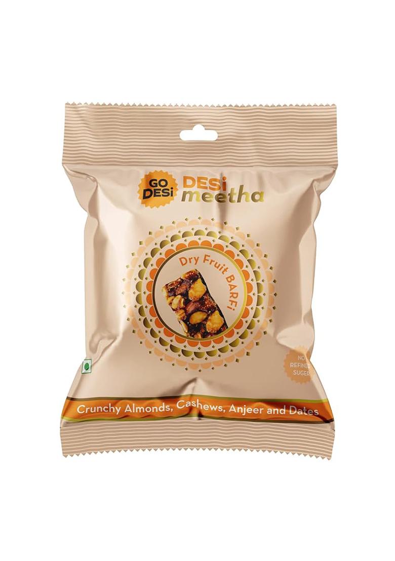 Go Desi Dry Fruits Barfi, 400 Grams Burfi, 20 Individually Wrapped Dates Bar, Sweets Indian Mithai, Gift Pack (Pack Of 2)
