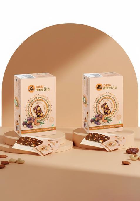Go Desi Dry Fruits Barfi, 400 Grams Burfi, 20 Individually Wrapped Dates Bar, Sweets Indian Mithai, Gift Pack (Pack Of 2)