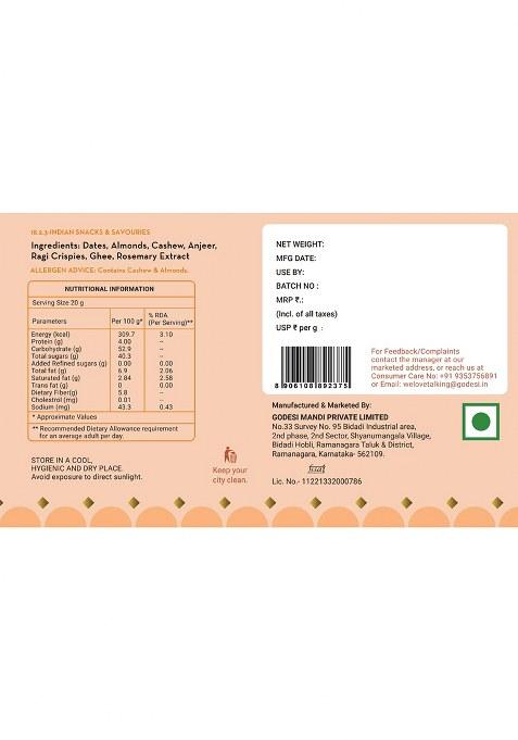 Go Desi Dry Fruits Barfi, 400 Grams Burfi, 20 Individually Wrapped Dates Bar, Sweets Indian Mithai, Gift Pack (Pack Of 2)