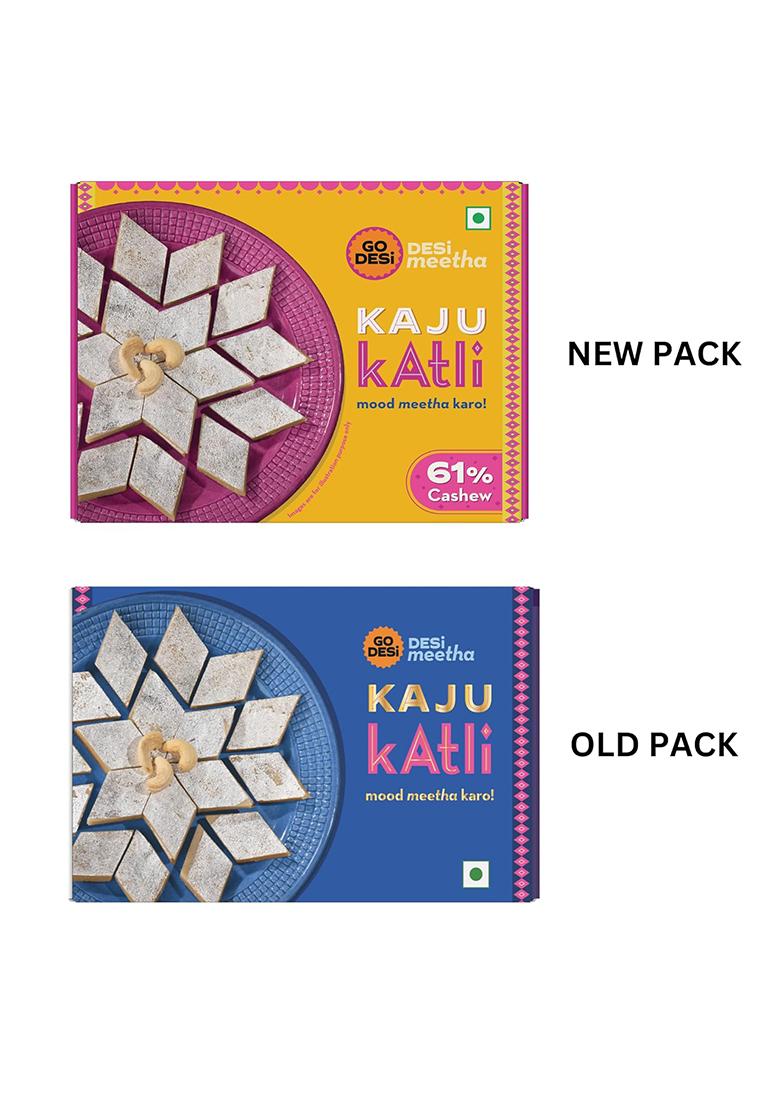 Go Desi Premium Kaju Katli 200 Grams, 61% Cashews And Badam Almonds, Rakhi Gift For Sister Brother, Indian Sweets Pack, Meetha, Mithai