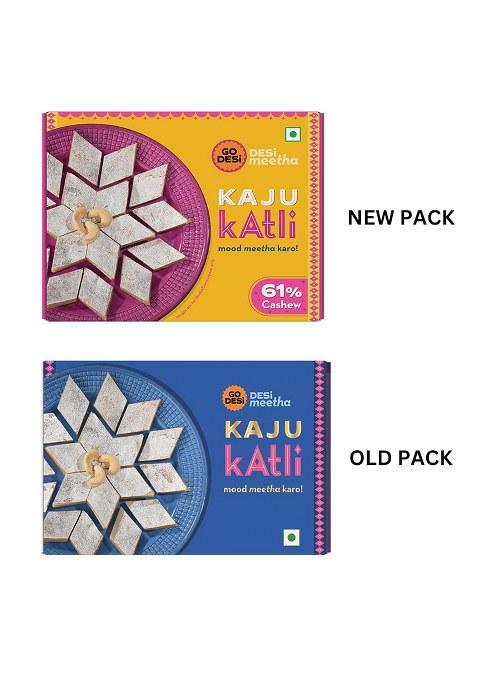 Go Desi Premium Kaju Katli 200 Grams, 61% Cashews And Badam Almonds, Rakhi Gift For Sister Brother, Indian Sweets Pack, Meetha, Mithai