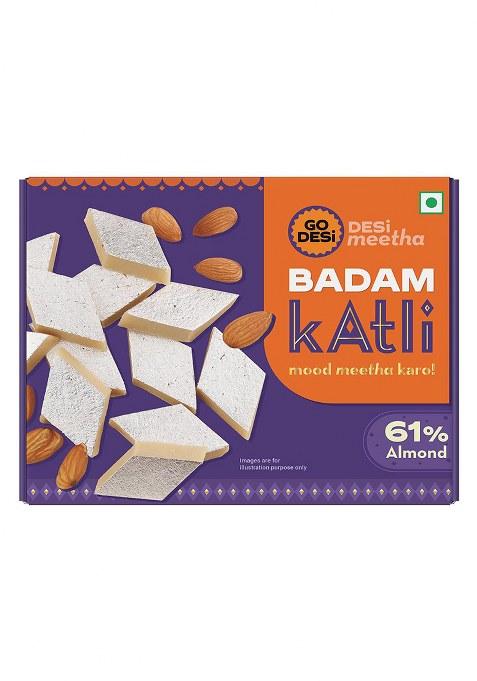 Go Desi Premium Kaju Katli 200 Grams, 61% Cashews And Badam Almonds, Rakhi Gift For Sister Brother, Indian Sweets Pack, Meetha, Mithai