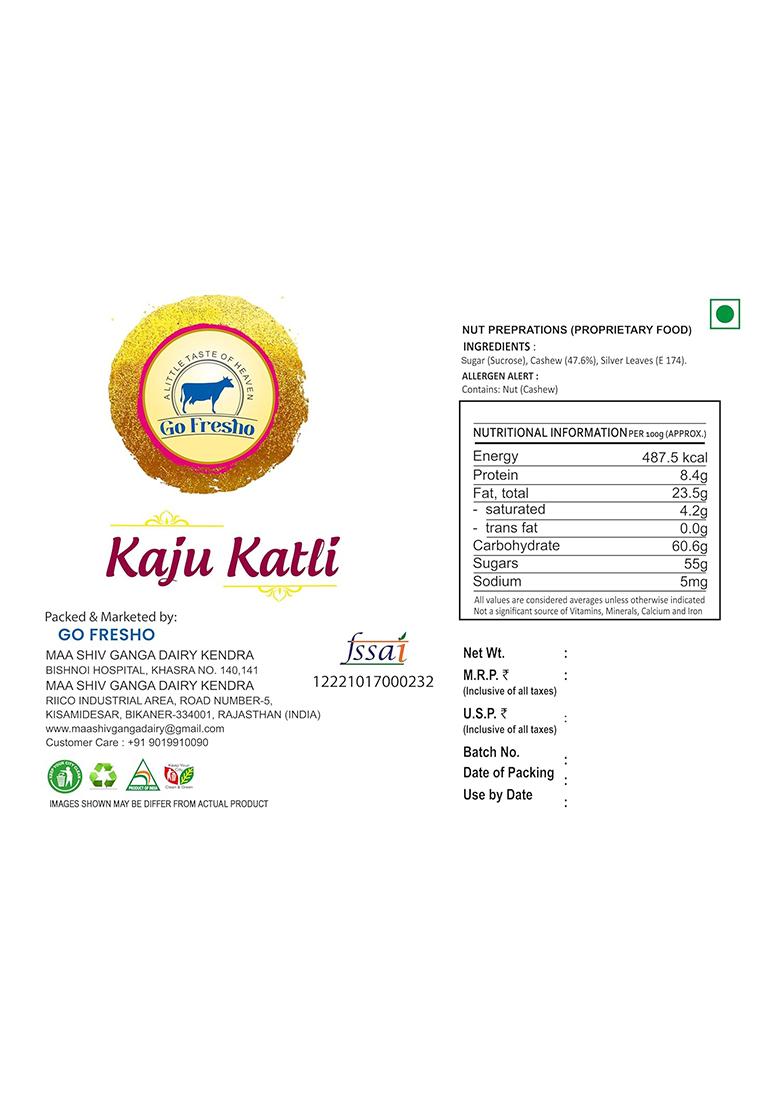 Go Fresho Healthy & Tasty Kesar Kaju Katli 500G | Barfi| Ready With Pure Natural