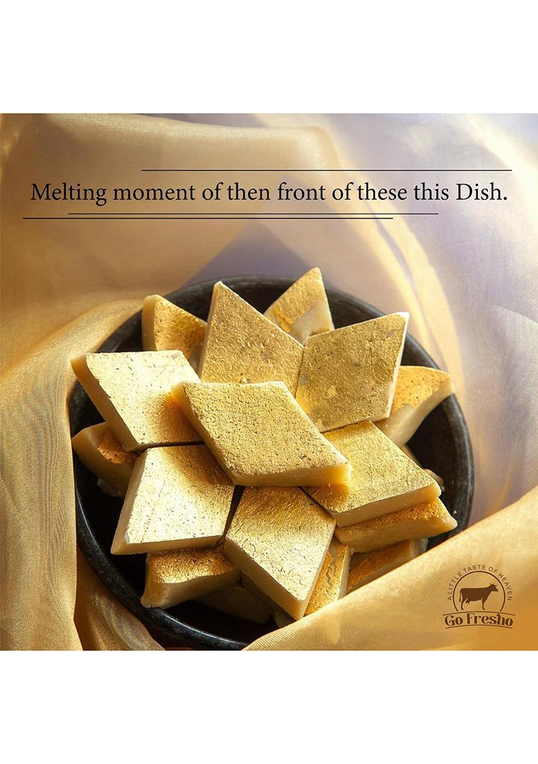 Go Fresho Healthy & Tasty Kesar Kaju Katli 500G | Barfi| Ready With Pure Natural