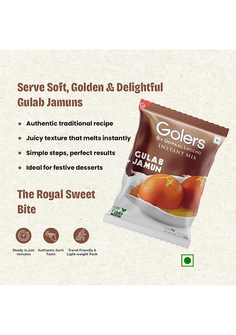 Golers Gulab Jamun Instant Mix | Easy To Make Soft & Delicious Indian Dessert And Mithai, 200Gm