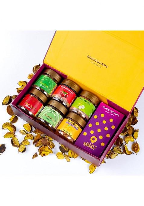 Goosebumps Premium Diwali Festive Gift Hamper | Celebration Box Corporate Pack For Friend & Family Carnival Dehyadrated Masala Fruits Combo Of 6 Snacks With Shudhikaran Kit