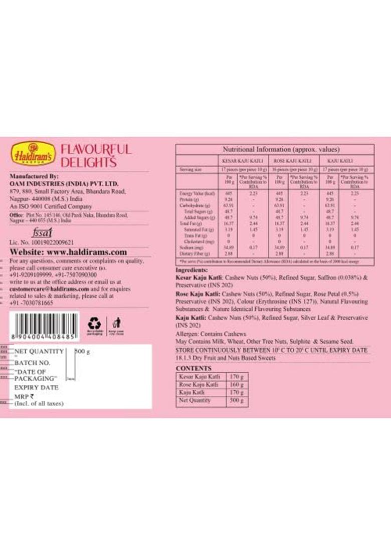 Haldiram'S Nagpur Flavourful Delights (Assorted Kaju Katli 500Gm), With 2 Small Brass Diya