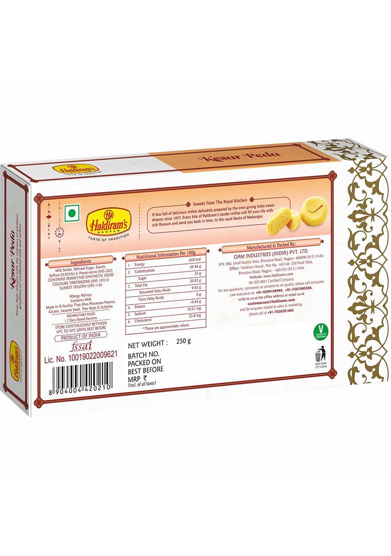 Haldiram'S Nagpur Peda Combo Pack (Rajasthani Peda, Kesar Mathura Special Malai Peda) 250Gm X 4, Milk