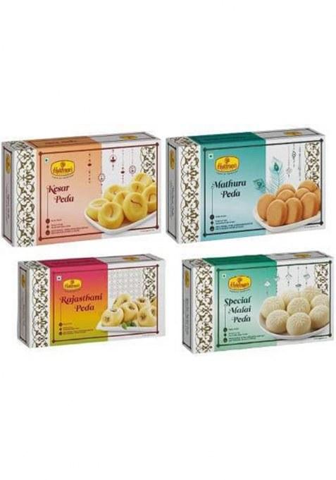 Haldiram'S Nagpur Peda Combo Pack (Rajasthani Peda, Kesar Mathura Special Malai Peda) 250Gm X 4, Milk