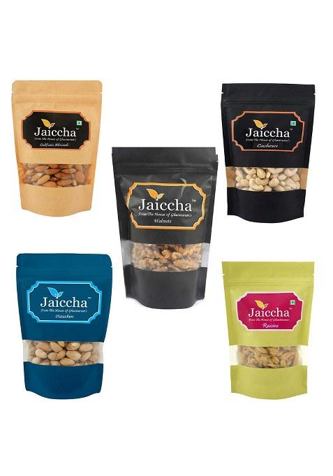 Jaiccha Ghasitaram Best Of 5 Dryfruits Cashews,Almonds,Raisins,Pistachios And Walnuts|Dryfruit Gift Hamper|Dry Fruit Combo Pack Offer|Dry Pack|Dry Box|Diwali Dry Box|Mix Nut|