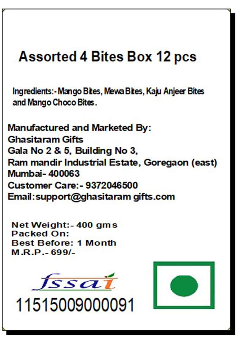 Jaiccha Ghasitaram Bhaidooj Gifts For Brothers Assorted 4 Bites Box 12 Pcs - Indya