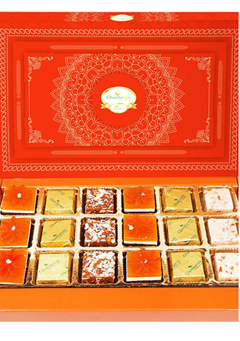 Jaiccha Ghasitaram Bhaidooj Gifts For Brothers Assorted 4 Bites Box 18 Pcs - Indya