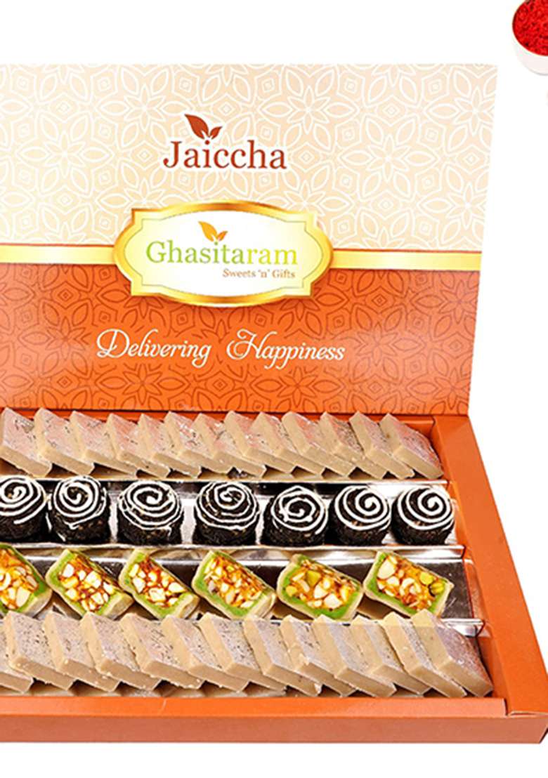Jaiccha Ghasitaram Bhaidooj Gifts For Brothers Dryfruit Fancy Sweets With Kaju Katli 800 Gms - Indya