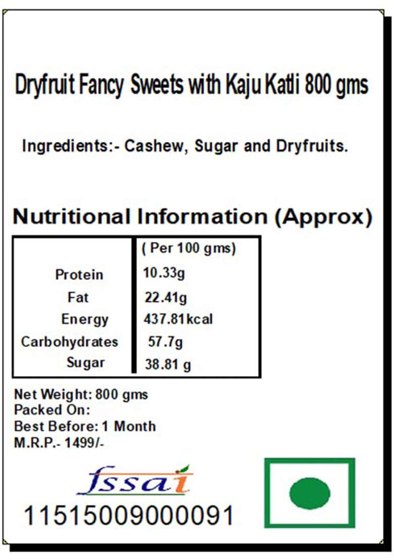 Jaiccha Ghasitaram Bhaidooj Gifts For Brothers Dryfruit Fancy Sweets With Kaju Katli 800 Gms - Indya