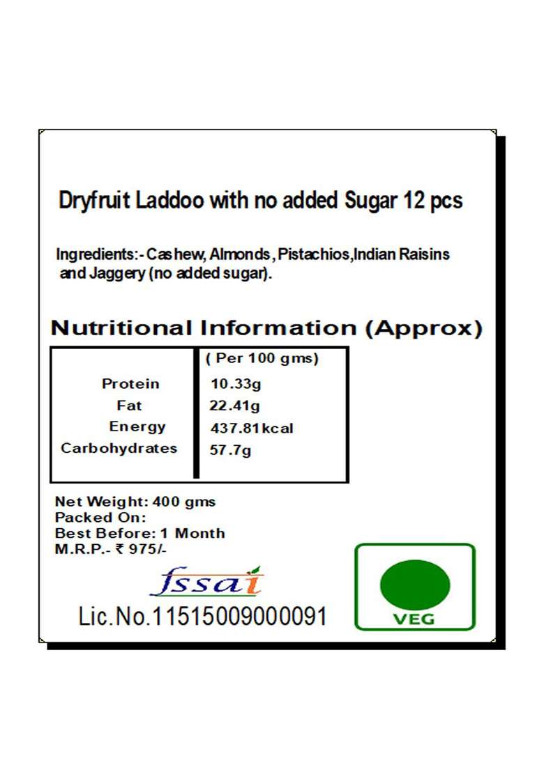 Jaiccha Ghasitaram Bhaidooj Gifts For Brothers Dryfruit Laddoo With No Added Sugar 12 Pcs - Indya
