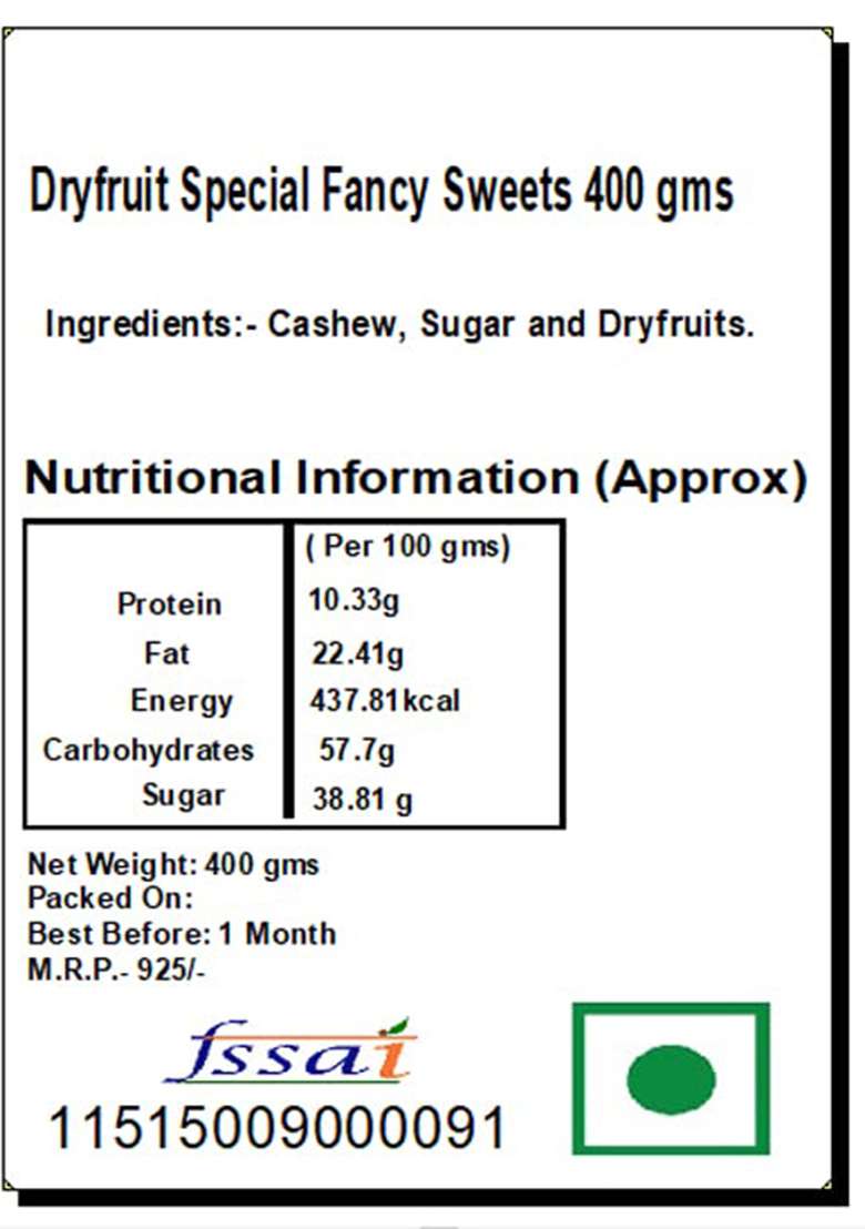 Jaiccha Ghasitaram Bhaidooj Gifts For Brothers Dryfruit Special Fancy Sweets 400 Gms - Indya