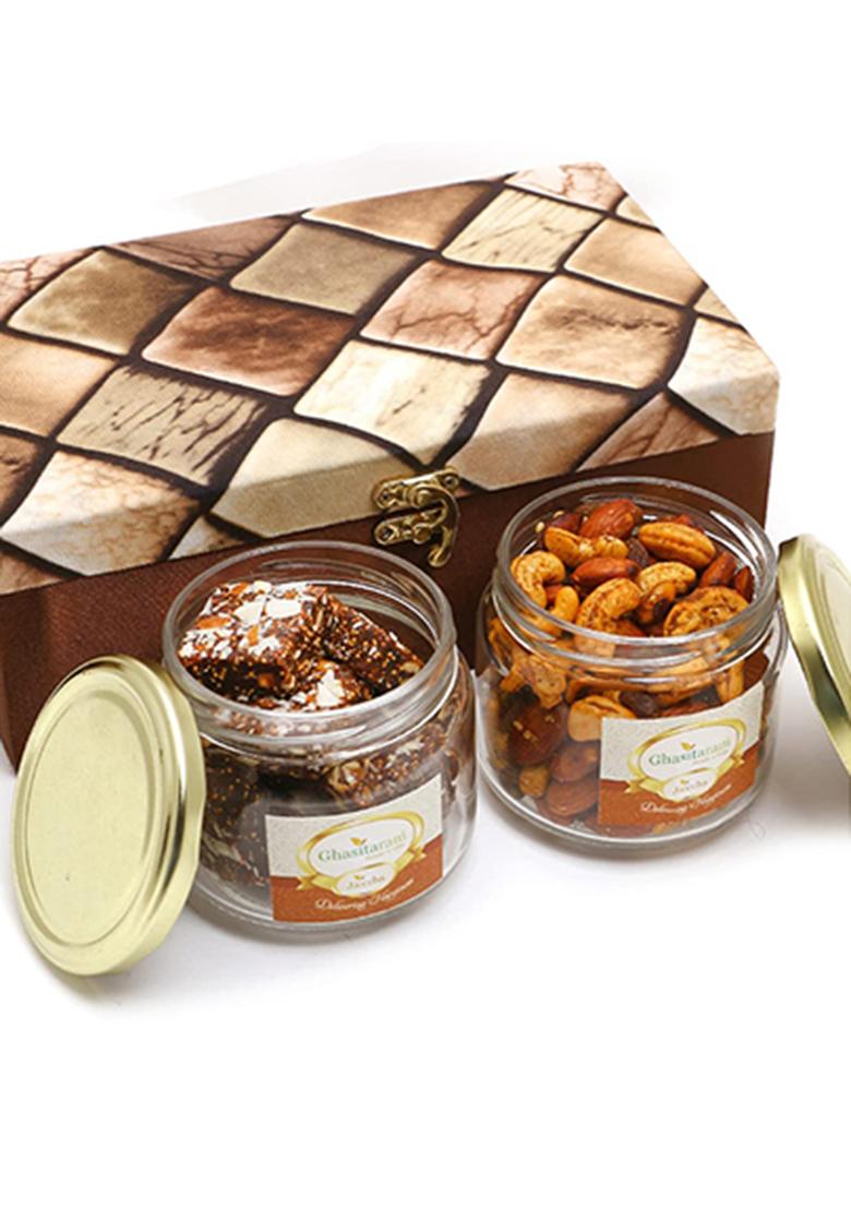 Jaiccha Ghasitaram Miracle Box Of 2 Jars Sugarfree Bites And Mix Dryfruits|Dry Fruit Combo Pack Offer|Dry Gift Pack|Dry Box|Diwali Dry Box|
