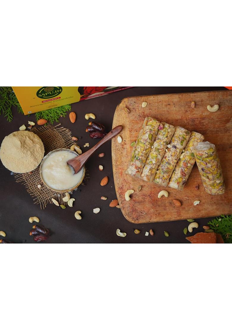 Sspu.In Kaju Badam Pista Putharekulu (Pootharekulu) | Delicious South Indian Snack Premium Sweet Gift Hamper 10 Pcs Box (500G)