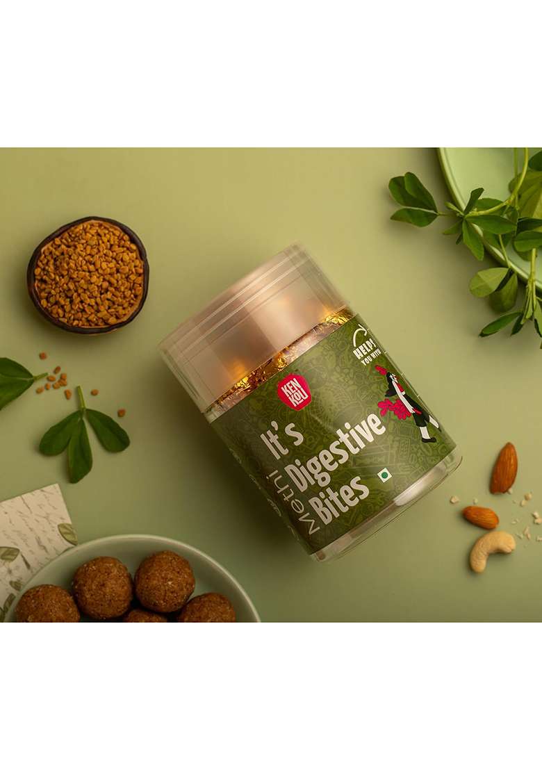 Kenkou Digestive Bites - Methi Laddoo | Ayurvedic Snack With Jaggery Supports Gut Health & Metabolism Sugar-Free Gluten-Free Natural For All Ages - Indya
