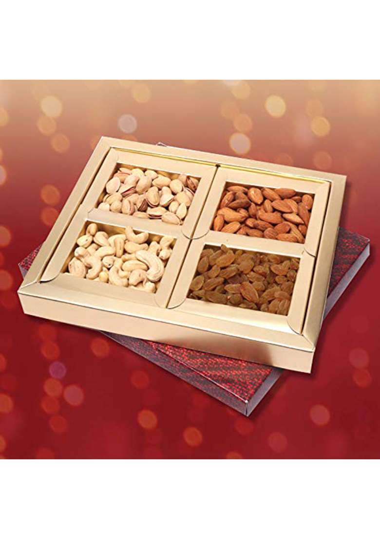 Leeve Dry Fruits Combo Fruit & Nuts Diwali Gift Fancy Box Hamper Offer Pack Windo P4 200 Gram - Indya